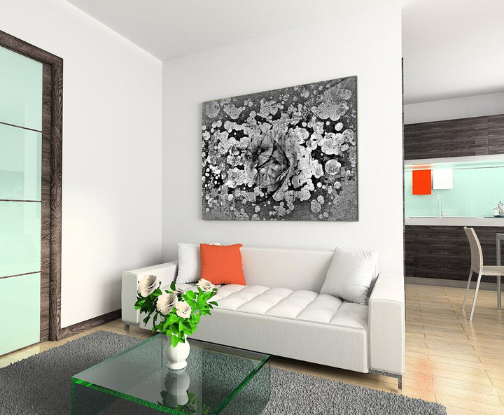 Sinus Art Abstrakt 1380-120x80cm SCHWARZ-Weiss Bilder - Wandbild Kunstdruck in XXL Format - Fertig A