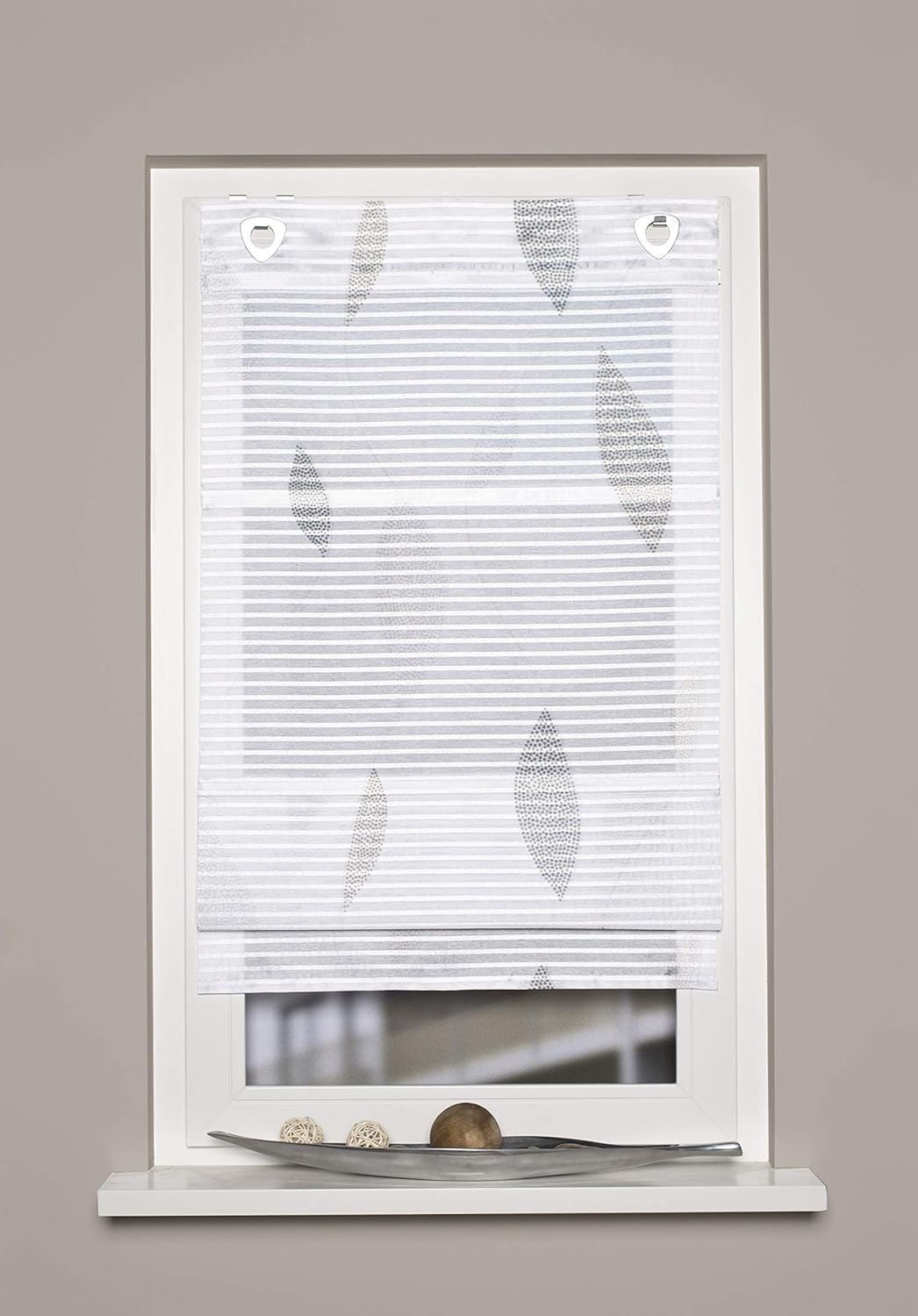 Home Fashion Magnetrollo Querstreifen Digitaldruck Paolo, Stein, 130 X 80 cm
