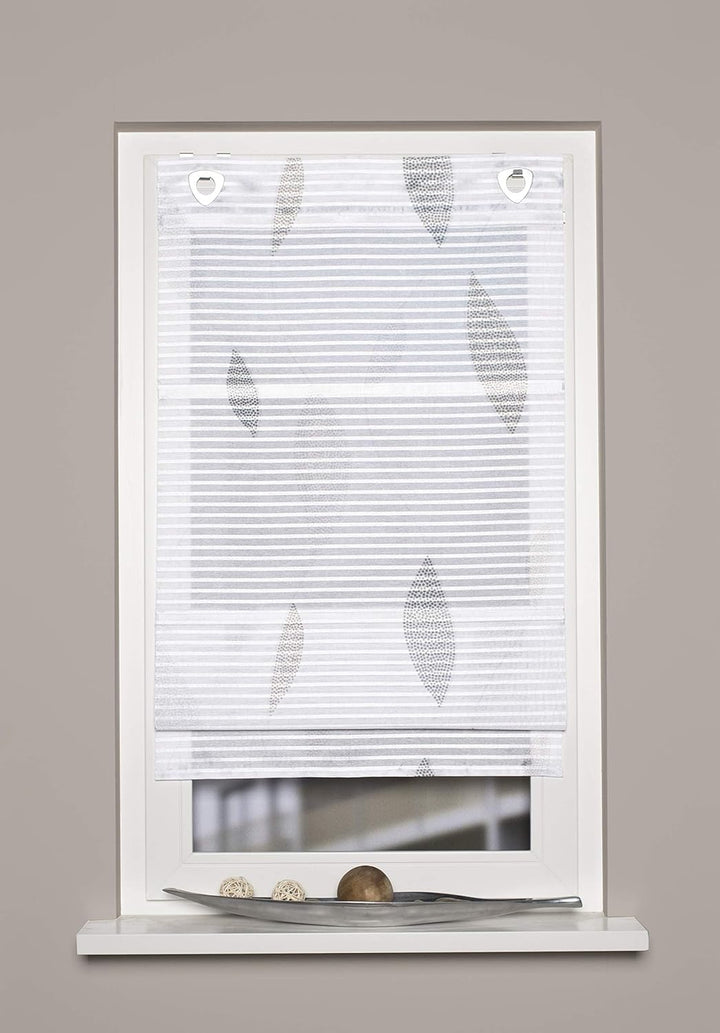 Home Fashion Magnetrollo Querstreifen Digitaldruck Paolo, Stein, 130 X 80 cm
