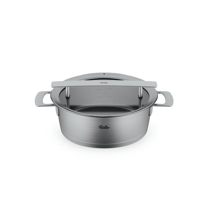 Fissler Phi Collection Bratentopf (24 cm, 3,9 L) mit Glasdeckel – grosser Edelstahl-Bratentopf, indu