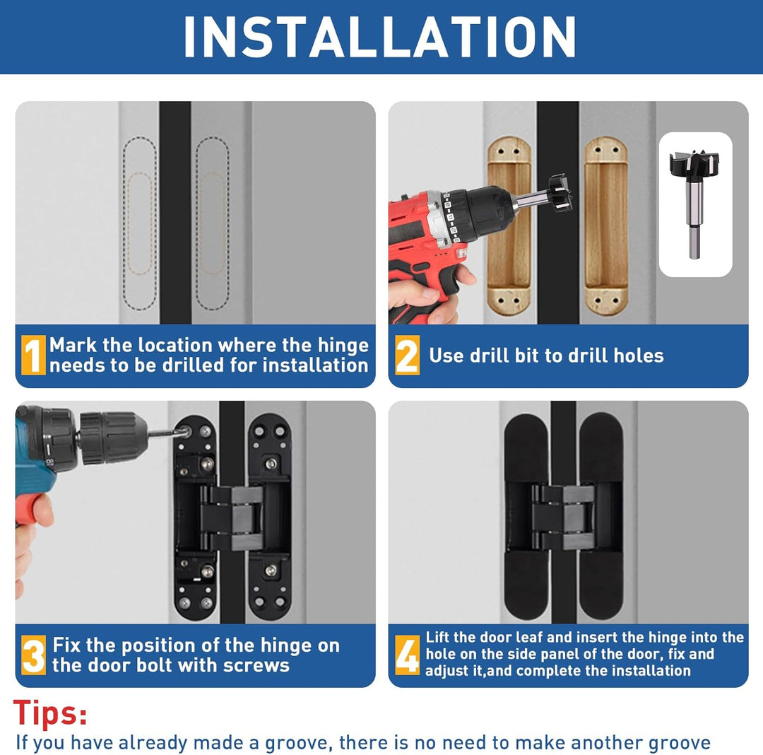 TamBee 15,2 cm Türscharniere versteckte Scharniere unsichtbare Scharniere Schwerlast Zinklegierung 1