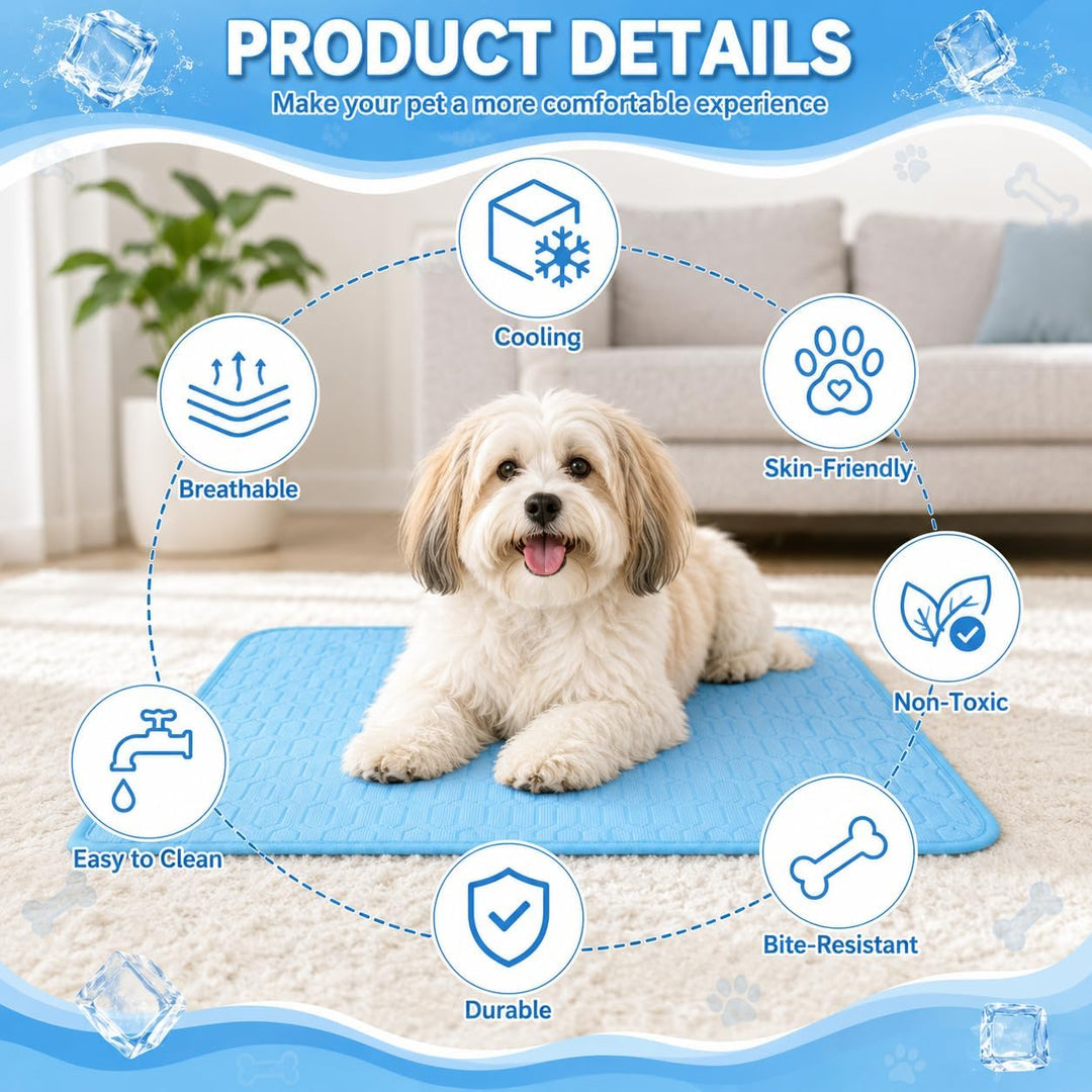 JIEBAO Kühlmatte Hunde, 70 * 50cm Selbst Kühlende Matte für Hunde Katzen, Waschbar Kühlmatte Hund, K