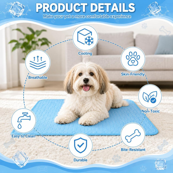 JIEBAO Kühlmatte Hunde, 70 * 50cm Selbst Kühlende Matte für Hunde Katzen, Waschbar Kühlmatte Hund, K