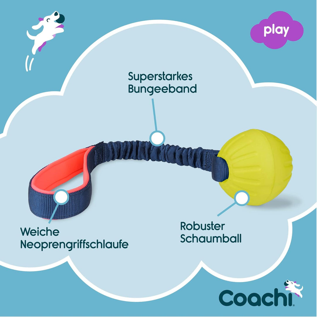 Coachi Tuggi Ball, Robustes Design, leicht, sicher, dehnbarer Bungee-Griff, ideal für alle Hunde & W