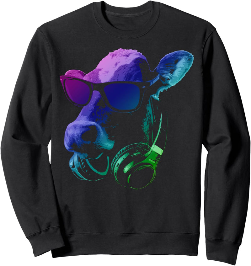 Kuh mit DJ Kopfhörer und Sonnenbrille Sweatshirt