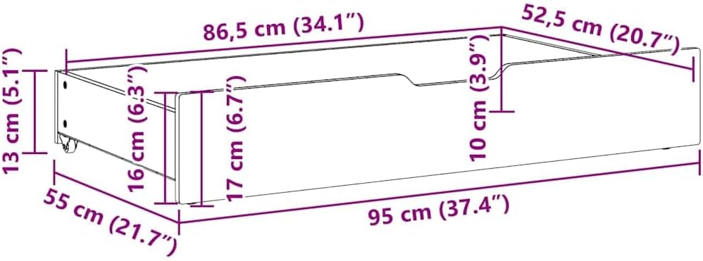 vidaXL Bettschubladen 2 STK., Bettkasten Holz Aufbewahrung mit Rollen, Bett Schublade Bettauszug, Be