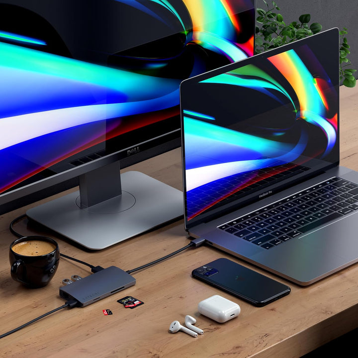 SATECHI USB-C Hub V2 8-in-1, PD 60 W, Space Grau Space Grau V2 60W USB-A 4K, Space Grau V2 60W USB-A