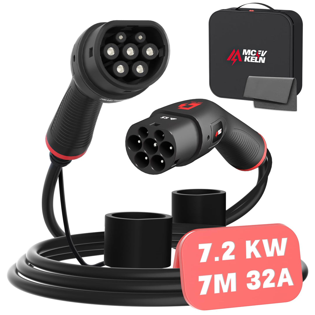 MCEVKELN Typ 2 Ladekabel 7,2kW - 1 Phasig Ladekabel mit 32A, IEC 62196, 7M Mode 3 Ladekabel kompatib