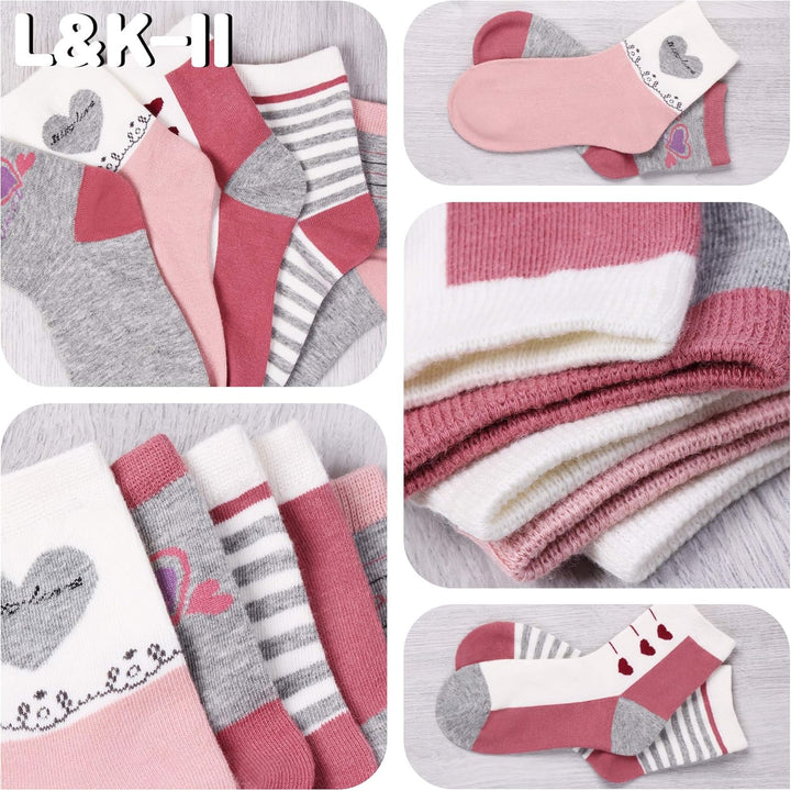 L&K-II 10er Kindersocken Mädchen Sneakersocken Baumwolle Mehrfarbig bunt Frühling Herbst 2823 27-30