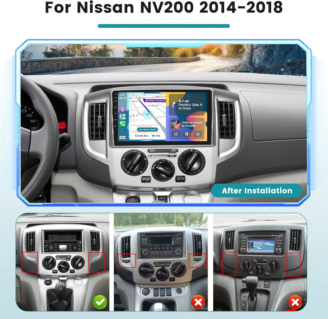 Hikity 2G+64G Android 15 Autoradio Für Nissan NV200 2014-2018 mit Wireless Carplay Android Auto, 9 Z