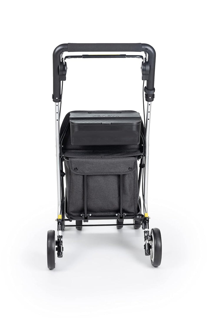 Carlett - Einkaufstrolley Rollator mit 4 Rädern und Sitz, Zusammenklappbarer Einkaufswagen mit herau