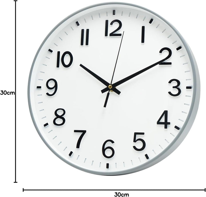 HZDHCLH 30cm Lautlos Wanduhr Schleichende Sekunde mit Arabisch Ziffer ohne Ticken für Dekoration Woh