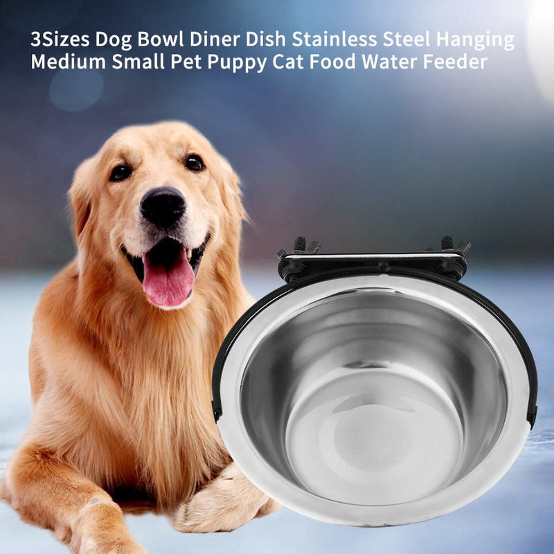 Hundenäpfe, Edelstahl Hängen Pet Bowl Food Water Feeder für mittlere kleine Hunde Welpen Katze [L] N