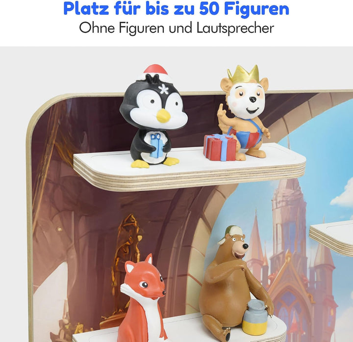 stadtecken Holzregal passend für Toniebox 2 I Geeignet für ca. 50 Tonies I Perfekte Aufbewahrung im