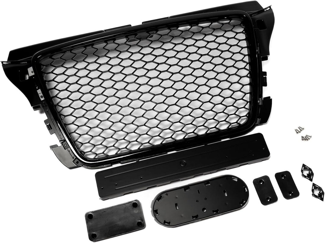Passend für Audi A3 8P Kühlergrill Wabengrill Front Grill mit Emblemhalter PDC 08-13