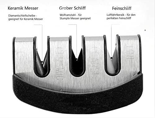 KÜCHENKOMPANE - Messerschärfer Pro, 3-Stufen Messerschleifer mit rutschfestem Griff & einfacher Bedi