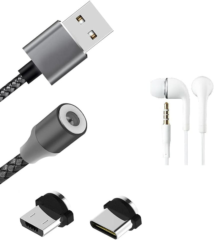 K-S-Trade Hochwertiges Magnet-Lade-Kabel Sync-Kabel Daten-Kabel + Kopfhörer Für Samsung Galaxy S10 M