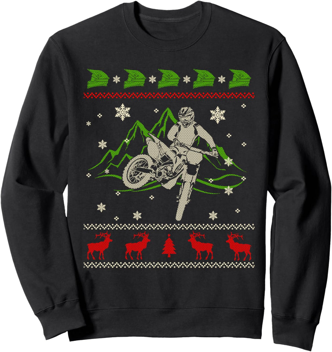 Ugly Christmas Weihnachtsfeier Motocross Motiv Sweatshirt