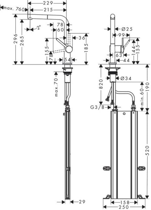 hansgrohe Küchenarmatur Talis M54 (Wasserhahn Küche mit Schlauchbox, 360° schwenkbar, ausziehbarer A