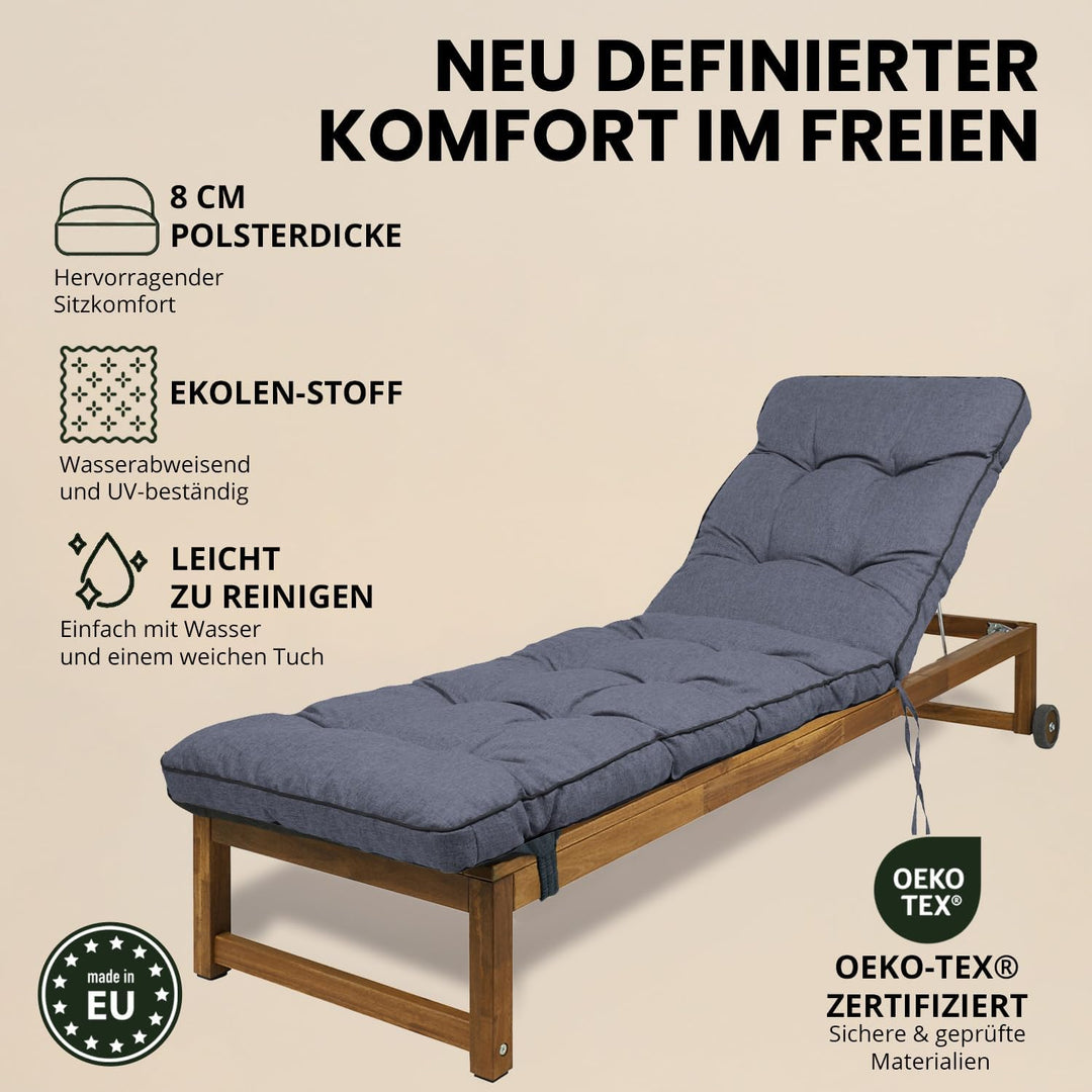 Liegenauflage, Auflage für Gartenliege 200 x 55 x 8 cm, Auflagen für Deckchair, Polsterauflage für S