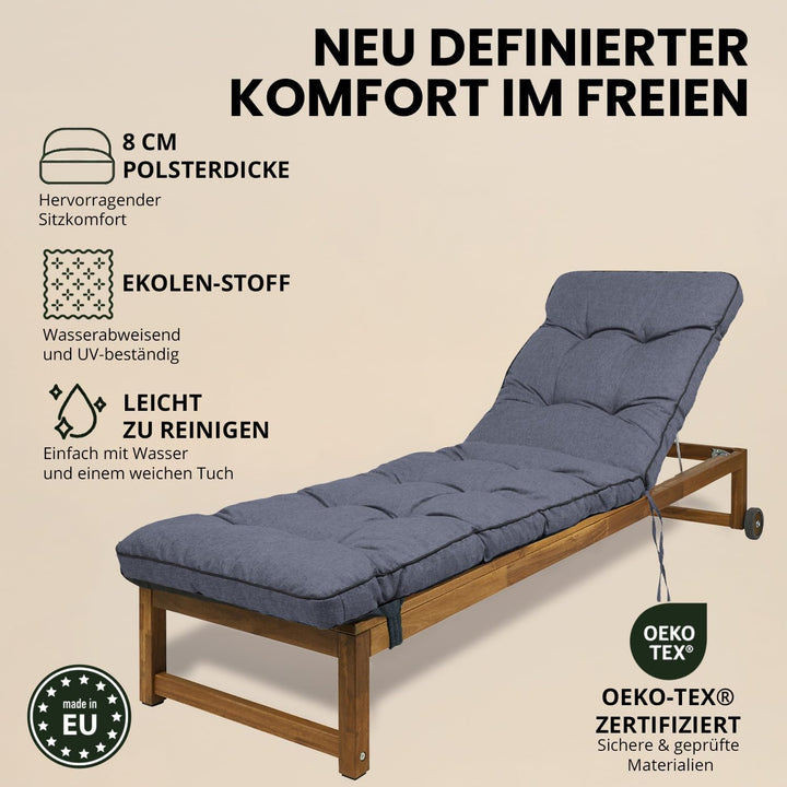Liegenauflage, Auflage für Gartenliege 200 x 55 x 8 cm, Auflagen für Deckchair, Polsterauflage für S