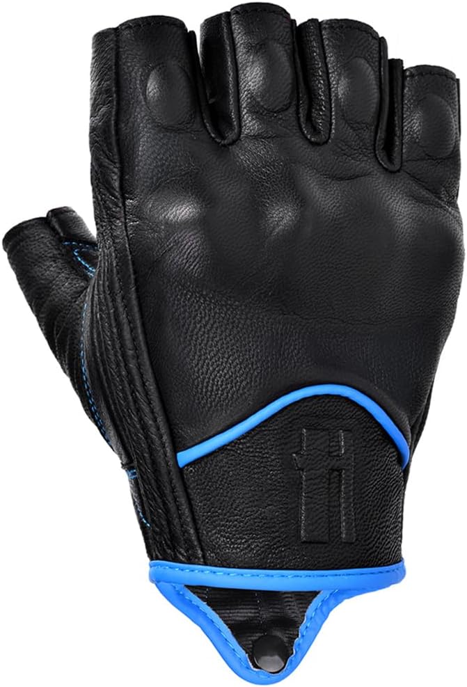Harssidanzar Herren Vollfinger Ziegenleder Touchscreen Motorrad Fingerlose Handschuhe GM037EU L Schw