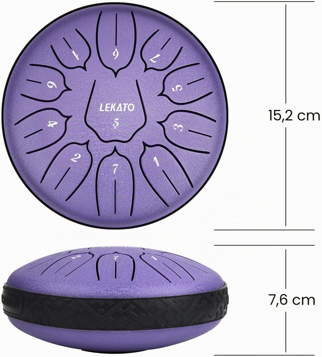 LEKATO Steel Tongue Drum, 6 Zoll 11 Tone D-Dur Zungentrommel Schlagzeug Anfänger, Steel Pan Töne Sch