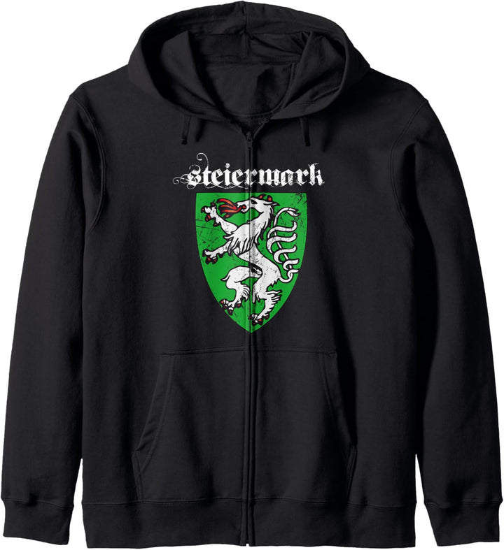 Steiermark mit steirischem Wappen Retro Vintage Design Kapuzenjacke