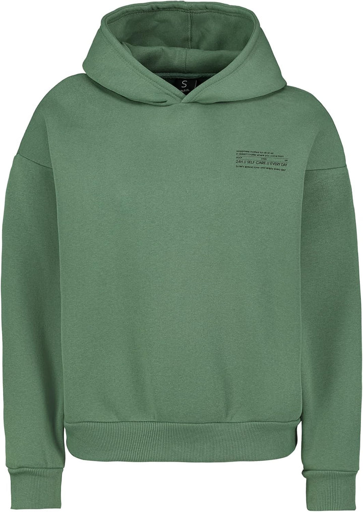 Sublevel Damen Basic Pullover Hoodie mit Mini-Print M Grün, M Grün
