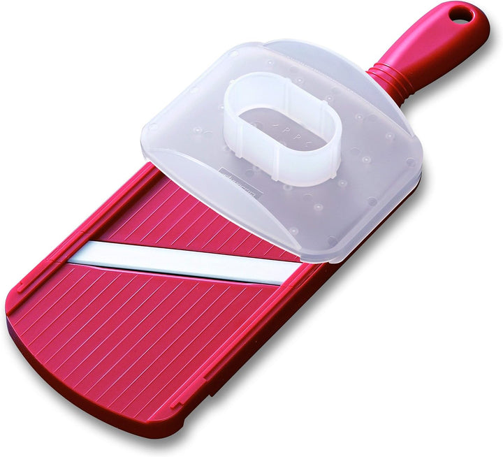 Kyocera Universal Keramikhobel, zweischneidig, Rot, Extra scharfe Keramik-Klingen, Gemüsehobel mit F