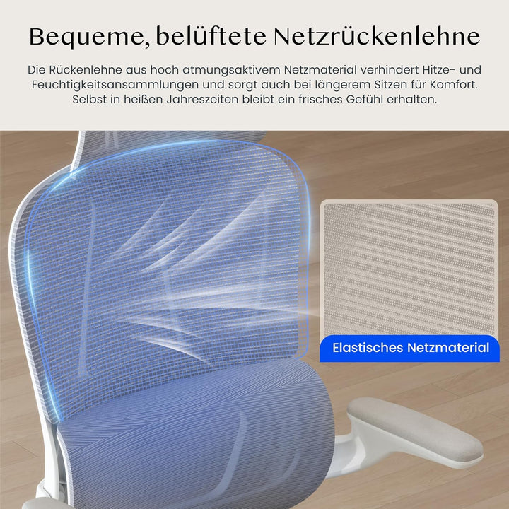 FLEXISPOT Ergonomischer Bürostuhl, Schreibtischstuhl mit 2D-Kopfstütze, Klappbare Armlehnen & Dynami