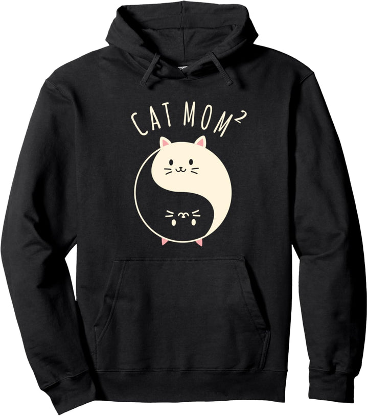 zweifache Katzenmama Yoga Frau mit Katze für Katzenbesitzer Pullover Hoodie