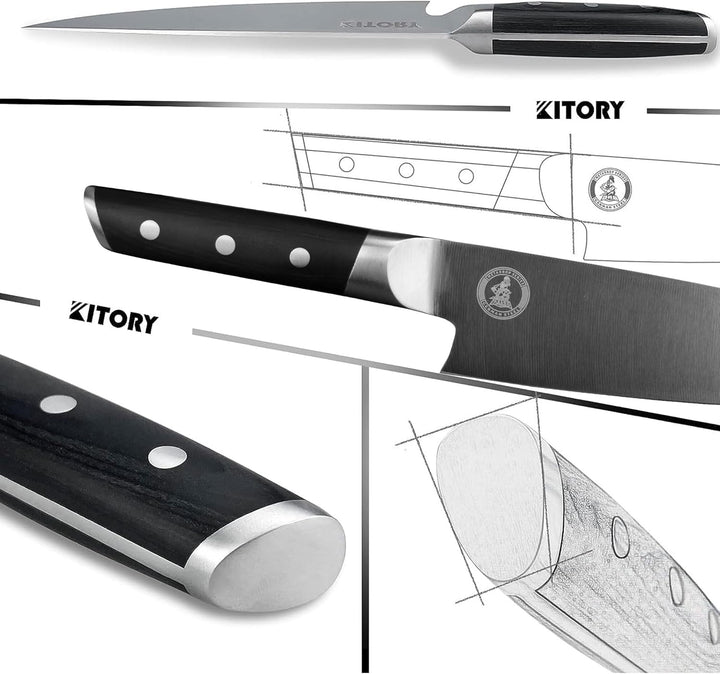 Kitory Kochmesser, Profi Küchenmesser, Scharf Chefmesser 20cm Klinge Fleischmesser mit Pakkaholzgrif