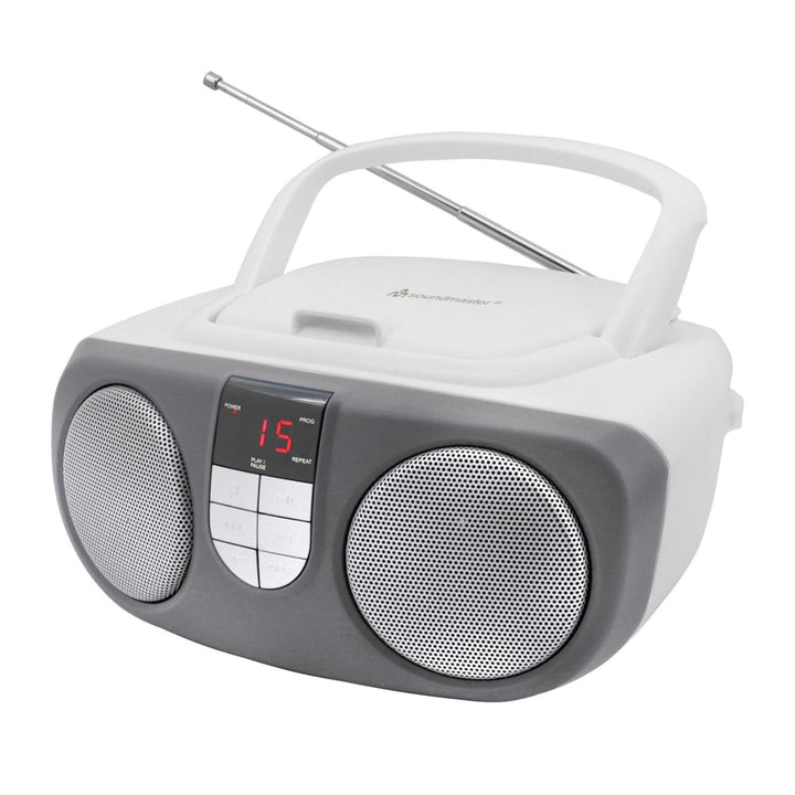 Soundmaster SCD1400 Radio tragbarer CD Player Radio AUX-IN Kinderradio Boombox, Farbe:weiss