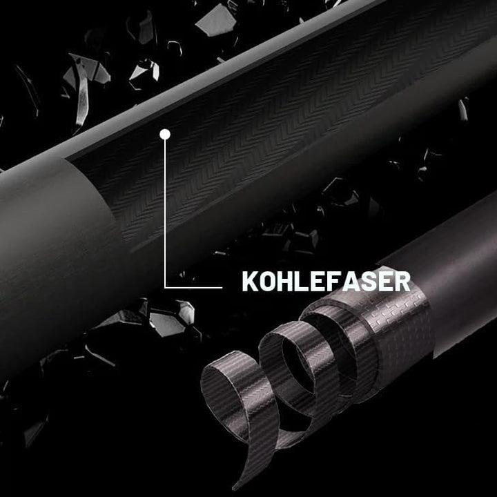 OKHEALING Queue aus elektrischer Kohlefaser, schwarzer Rindenkopf, Holzspitze T 700, 58 Zoll, 18-20