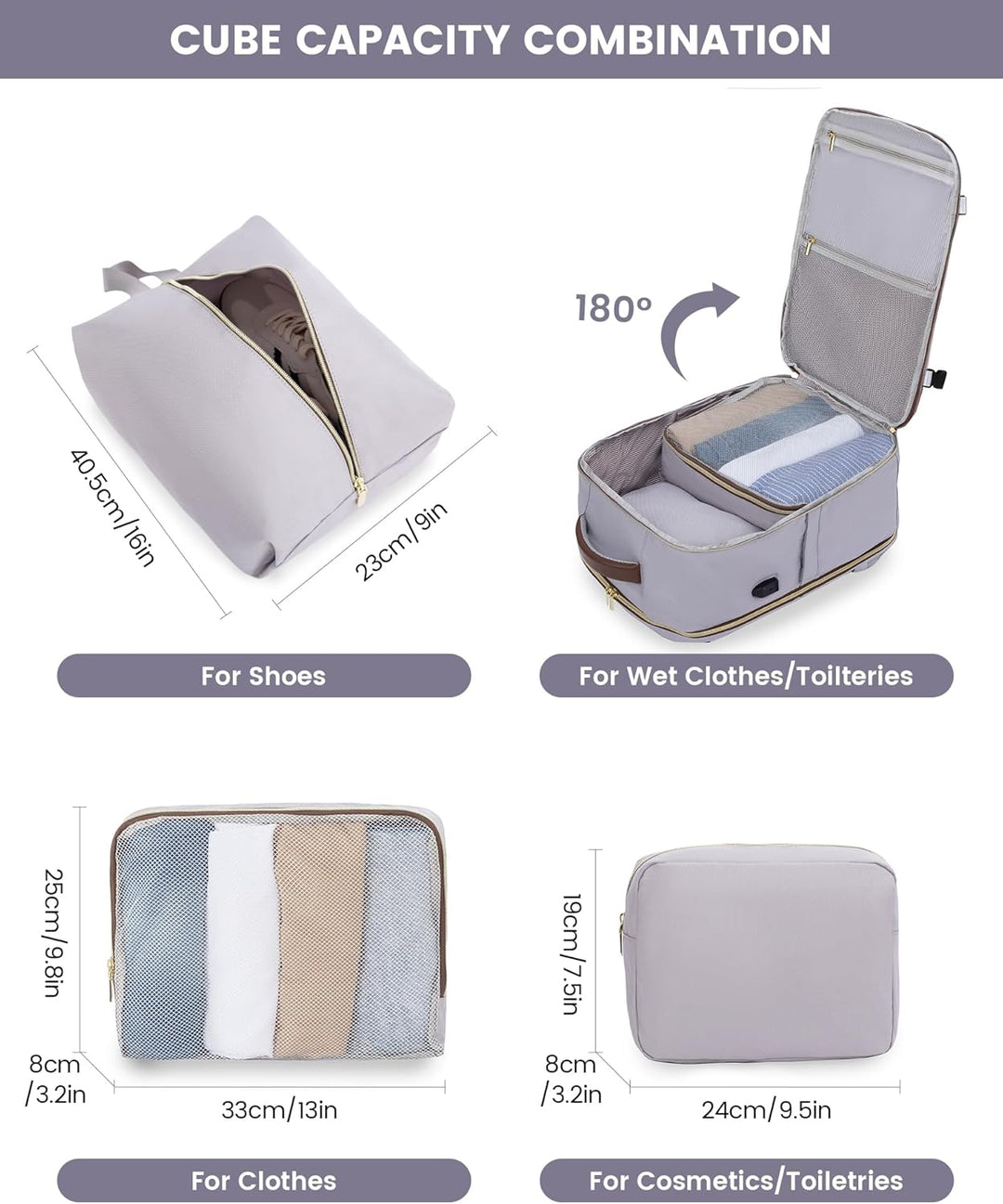 LOVEVOOK Reiserucksack Handgepäck Flugzeug 17.3 zoll Laptop Rucksack Damen Wasserdicht Travel Backpa