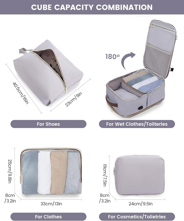 LOVEVOOK Reiserucksack Handgepäck Flugzeug 17.3 zoll Laptop Rucksack Damen Wasserdicht Travel Backpa