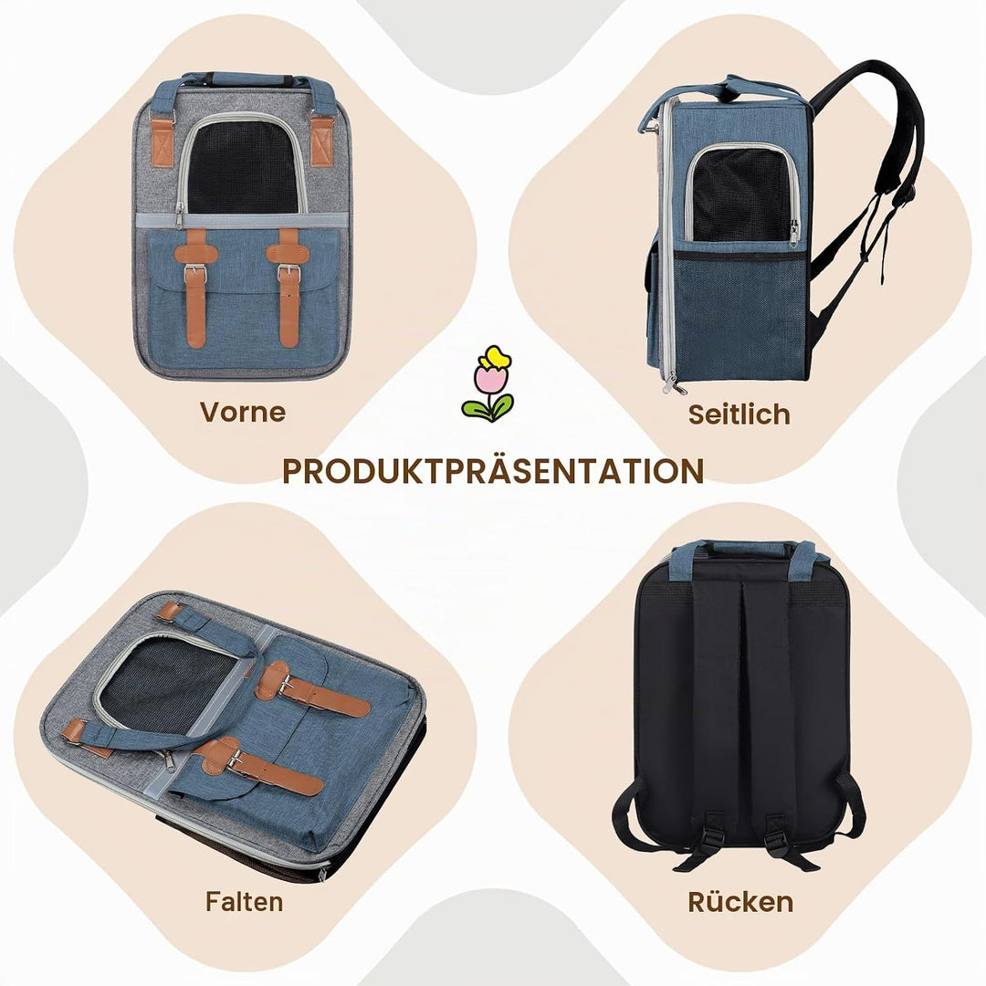 Haustier Rucksack für Katzen &amp; Kleine Hunde,Atmungsaktiver Tragbare Katzenrucksack mit Sichtfenster,