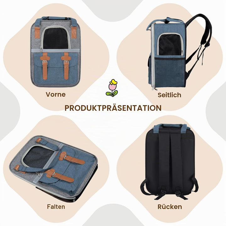 Haustier Rucksack für Katzen &amp; Kleine Hunde,Atmungsaktiver Tragbare Katzenrucksack mit Sichtfenster,