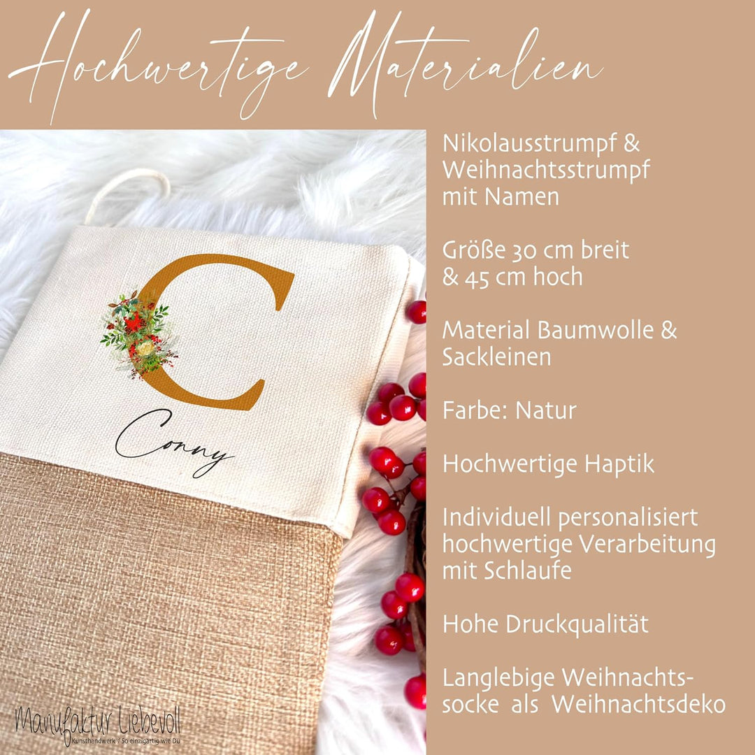 Manufaktur Liebevoll I Nikolausstrumpf Nikolausstiefel personalisiert Kinder Erwachsene Weihnachtsst