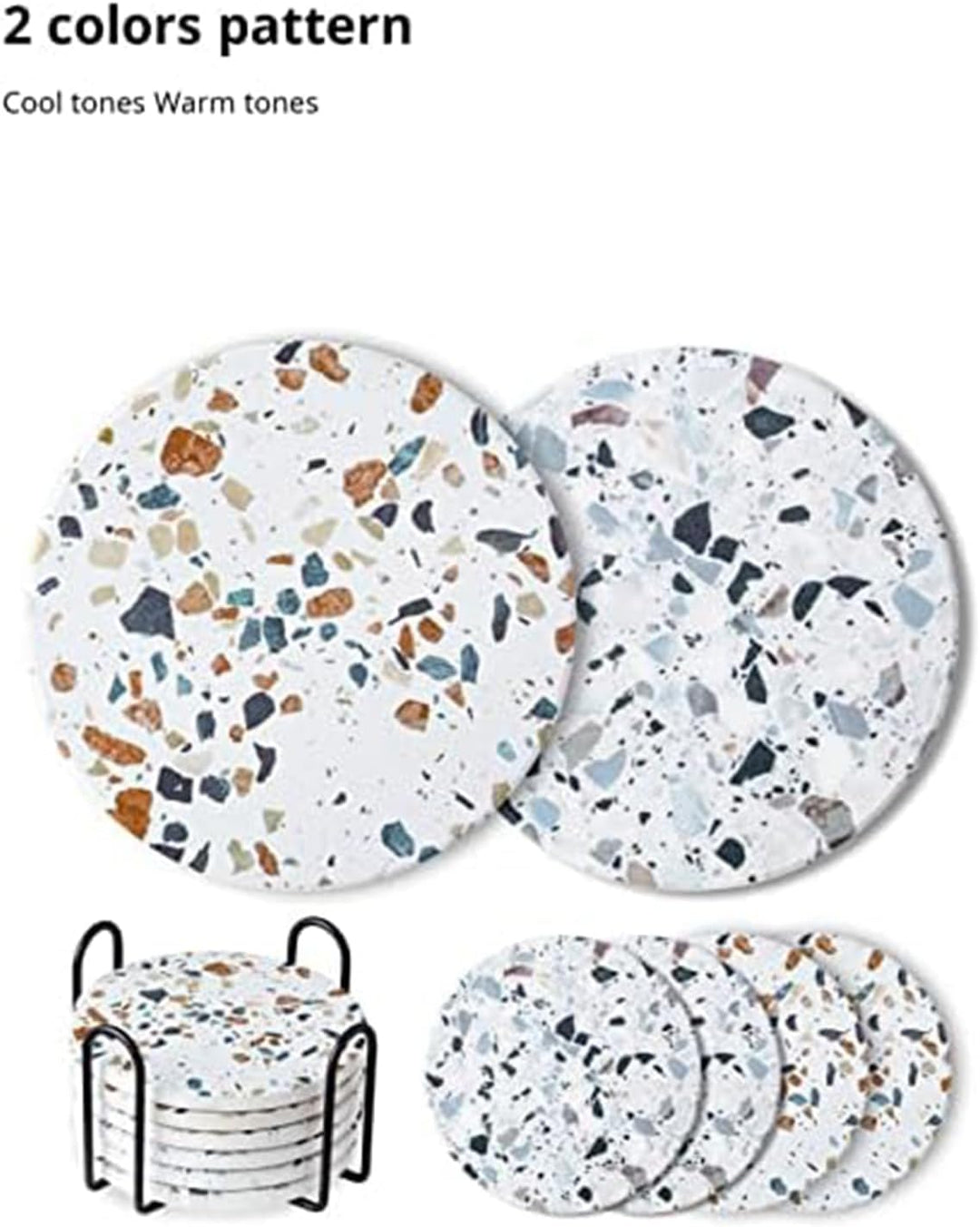 LIFVER Untersetzer Gläser, Glas Untersetzer-Set 6 Stücke mit Halter, 10,2 cm Saugfähig Getränk Unter