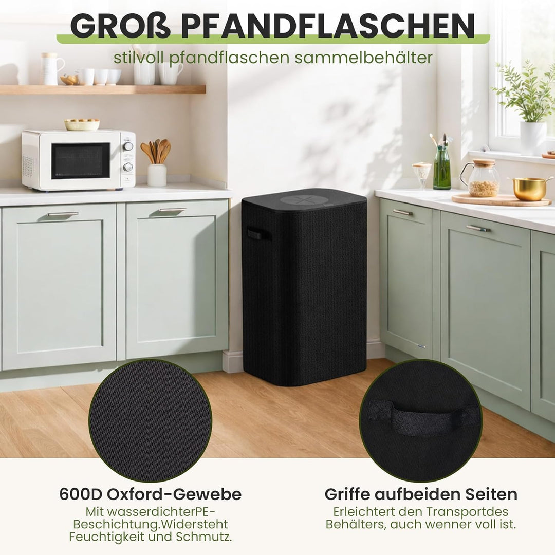110L Gross Pfandflaschen Sammelbehälter mit Deckel & Tragetaschen,pfandflaschen behälter,Leergut sam