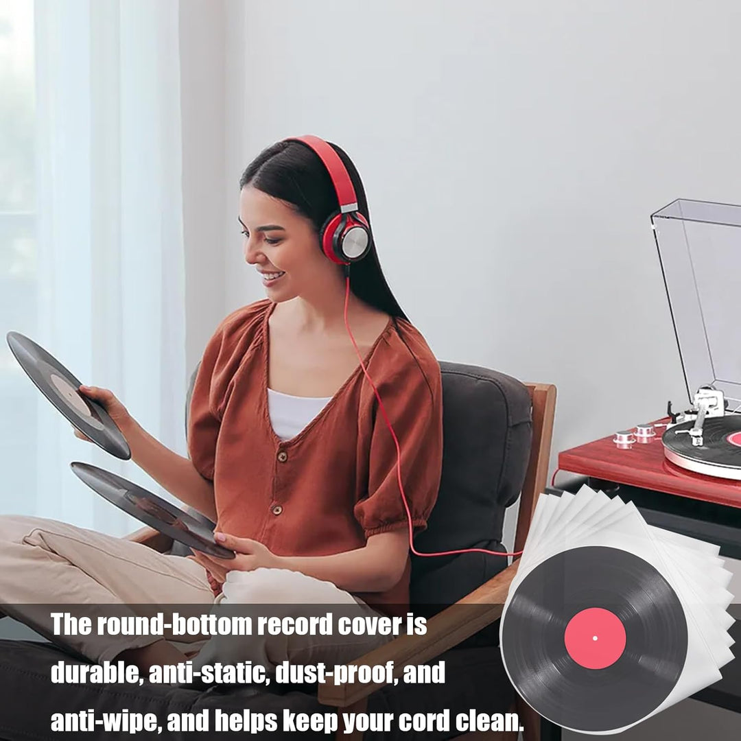 BUOSHUO 50 Stück Schallplatten-Innenhüllen 12 Zoll Antistatisch | Premium HDPE 50 Mikron für Lorde/K