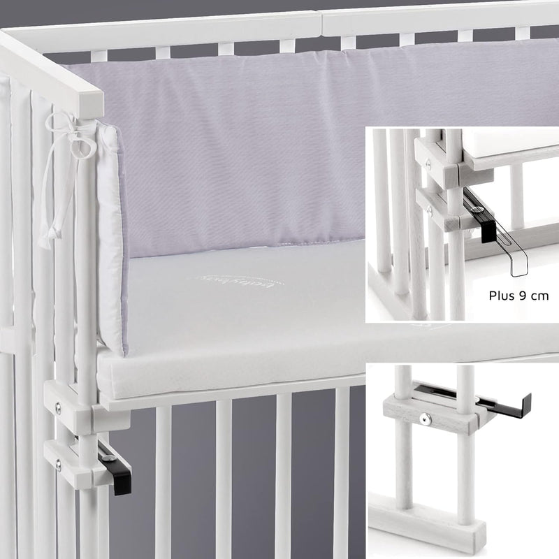 babybay Midi Beistellbett, weiss lackiert mit Matratze Classic Soft Midi Weiss Lackiert