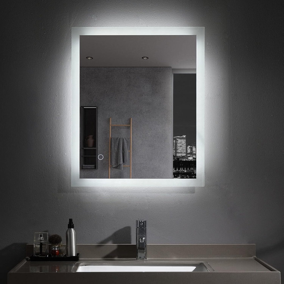 LED Badspiegel 60 x 50 cm mit Beleuchtung Rechteckig Badezimmer Wandspiegel Lichtspiegel mit Touch K