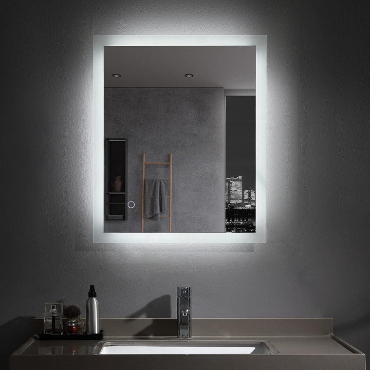 LED Badspiegel 60 x 50 cm mit Beleuchtung Rechteckig Badezimmer Wandspiegel Lichtspiegel mit Touch K