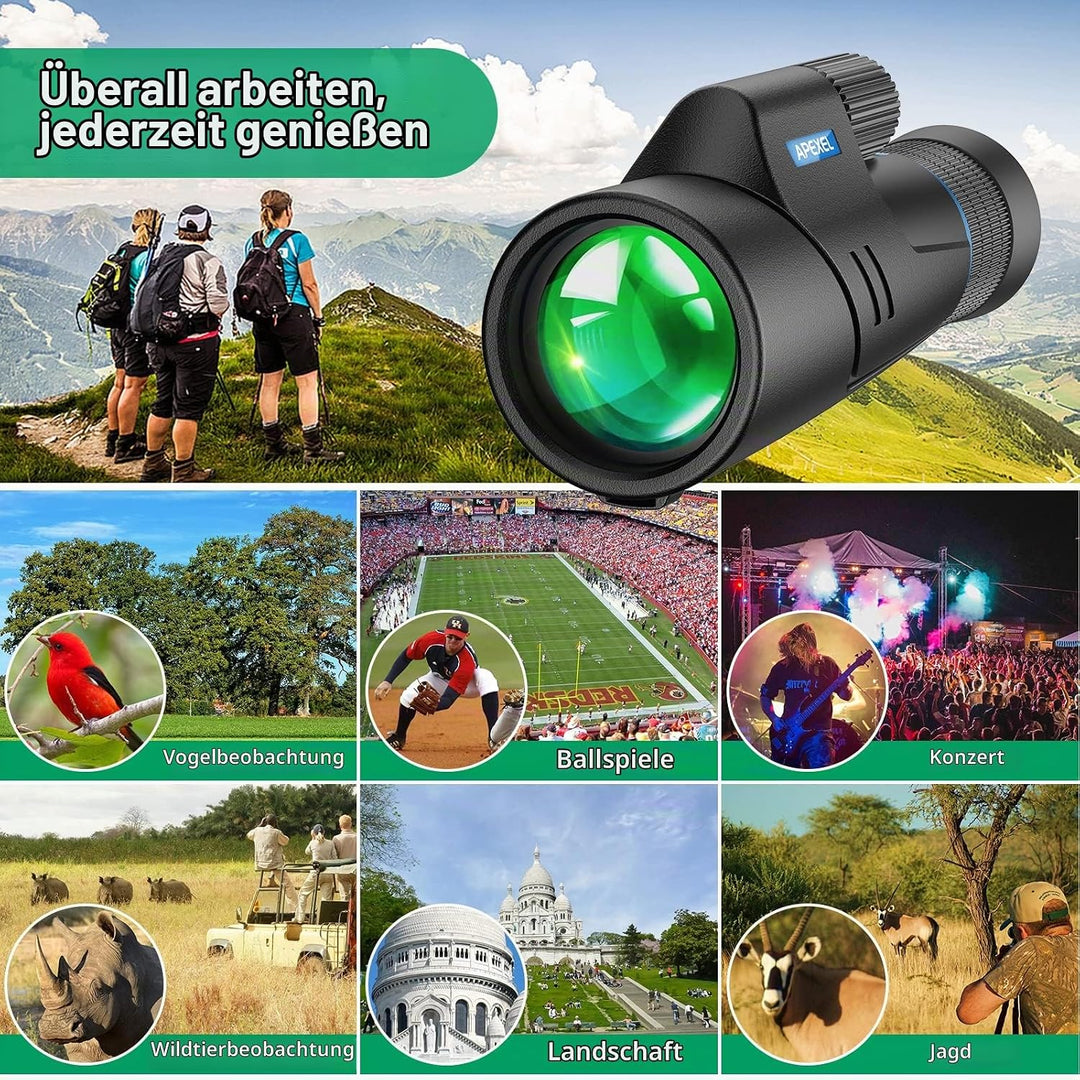 APEXEL 10-20X50 Optischer Zoom Monocular Telescope,HD Monokulare Fernrohr Erwachsene, BAK4/FMC Wasse