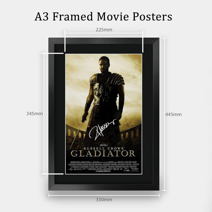 HWC Trading Gladiator A3 Gerahmte Signiert Gedruckt Autogramme Bild Druck-Fotoanzeige Geschenk Für R
