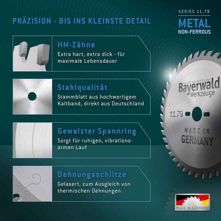 Bayerwald - HM Kreissägeblatt - Ø 120 mm x 1,8 mm x 20 mm | Trapezflachzahn negativ (40 Zähne) | Neb