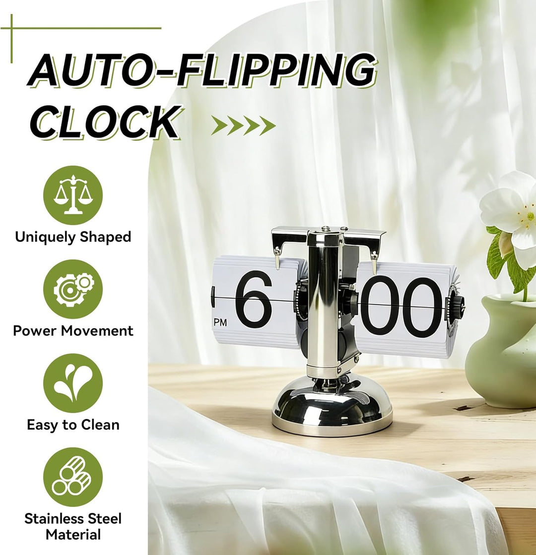 Tischuhr Vintage Retro Flip Uhr, Retro-Flip-Down-Uhr Mit GrossEn Ziffern, Tischuhr Digital Mit Batte
